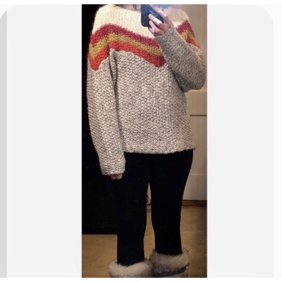 Free People Turn Around Sweater in Ivory Combo, Sz. S - Picture 6 of 8